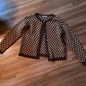Gimaguas Checkerboard Cardigan Mustard/Brown